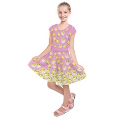 Pink Happy Easter Chics Kids Short Sleeve Dress by CoolDesigns