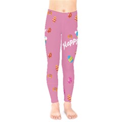 Hot Pink Happy Easter Prints Kids Kids  Legging by CoolDesigns