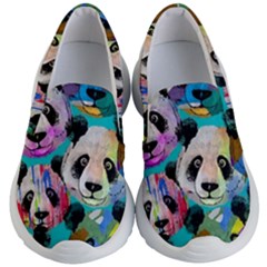 Turquoise Tribal Panda Faces Kids Kid s Lightweight Slip Ons