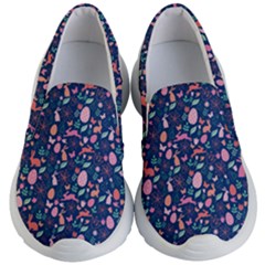 Dark Blue Spring Easter Prints Kids Kid s Lightweight Slip Ons by CoolDesigns