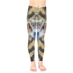 Dark Moccasin Fierce Owl Eyes Print Kids  Legging by CoolDesigns