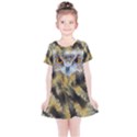 Dark Moccasin Fierce Owl Eyes Print Kids  Simple Cotton Dress View1