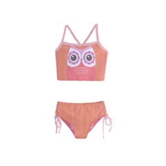 Pink & Orange Fun Owls Print Girls  Tankini Swimsuit by CoolDesigns