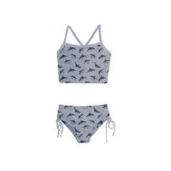 Light Gray Sharks Pattern Girls  Tankini Swimsuit by CoolDesigns