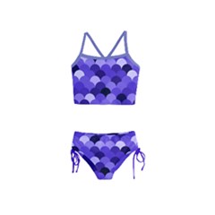 Indigo Large Fish Scale Print Girls  Tankini Swimsuit   by CoolDesigns