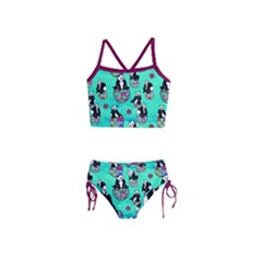 Aquamarine Party Panda Pattern Girls Tankini Swimsuit by CoolDesigns