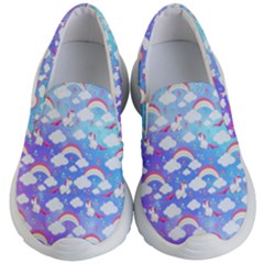 Light Purple Fun Unicorn Rainbow Print Kid s Lightweight Slip Ons by CoolDesigns