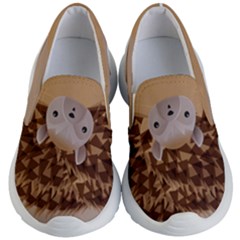 Tan & Brown Cute Porcupine Face Pattern Kid s Lightweight Slip Ons by CoolDesigns