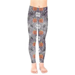 Dim Gray Halloween Ghost Print Kids  Legging by CoolDesigns