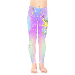 Colorful Fun Unicorn On Rainbow Print Kids  Legging by CoolDesigns