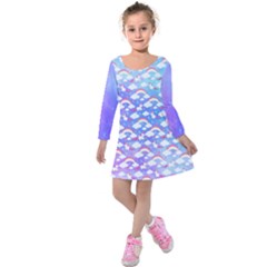 Light Purple Fun Unicorn Rainbow Print Kids  Long Sleeve Velvet Dress