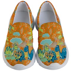 Orange Ancient Dinosaur Pattern Kid s Lightweight Slip Ons by CoolDesigns