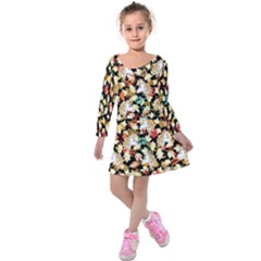 Black & Tan Elegant Unicorn Autumn Theme Kids  Long Sleeve Velvet Dress by CoolDesigns