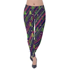 Purple Christmas Tree Holiday Velvet Leggings