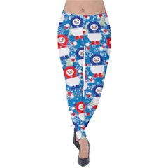 Deep Sky Blue Christmas Pattern Velvet Leggingss