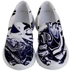 Black & White Liquid Painting Artistic Printed Kids Lightweight Slip Ons by CoolDesigns