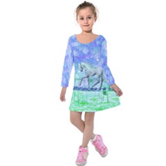 Forest Green Casino Jackpots Pattern Kids Kids  Long Sleeve Velvet Dress