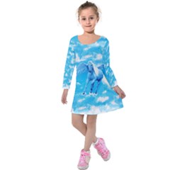 Red & White Casino Pokers Pattern Kids Kids  Long Sleeve Velvet Dress