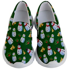 Green Cute Snowman Christmas Kid s Lightweight Slip Ons by CoolDesigns