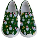 Green Cute Snowman Christmas Kid s Lightweight Slip Ons View1