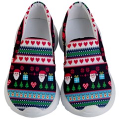 Black Cute Santa Xmas Printed Kid s Lightweight Slip Ons by CoolDesigns