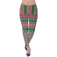 Red & Green Christmas Tree Velvet Leggings