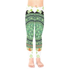 Black Aztec St Patrick Day Print Kids  Legging by CoolDesigns