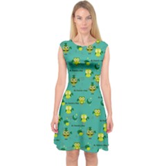 Neon Green Shamrock St  Patricks Capsleeve Midi Dress by CoolDesigns