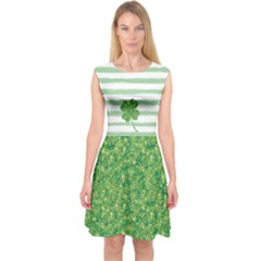 Green Stripes Shamrock St  Patricks Capsleeve Midi Dress by CoolDesigns