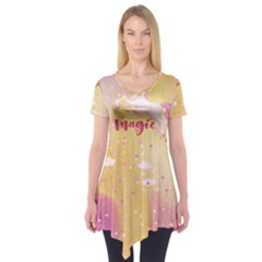 Pink Yellow Unicorn Short Sleeve Tunic Top by CoolDesigns