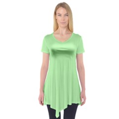 Green Plain Short Sleeve Tunic Top by CoolDesigns