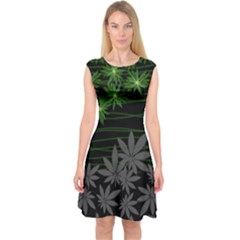 Gary Dark Black Cannabis Marijuana Capsleeve Midi Dress by CoolDesigns