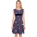 Dark Slate Blue Starry Night Sky Capsleeve Midi Dress View1