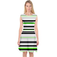 Neon Green & Black Capsleeve Midi Dress by CoolDesigns