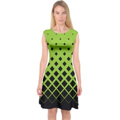 Neon Green Diamond Kite Rhombus Capsleeve Midi Dress by CoolDesigns