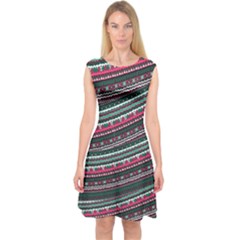 Cardetblue & Pink Chevron Capsleeve Midi Dress by CoolDesigns