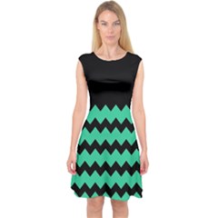 Jade Green Zigzags Full Length Capsleeve Midi Dress by CoolDesigns