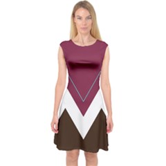 Magenta With White Zigzags Full Length Capsleeve Midi Dress by CoolDesigns