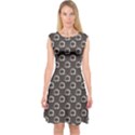 Black Retro Tv Web Flat Design Gray Pattern Capsleeve Midi Dress View1