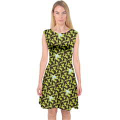 Neon Green Crow Capsleeve Midi Dress by CoolDesigns