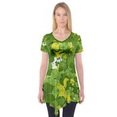 Green & Yellow Lucky Shamrock Short Sleeve Tunic  by CoolDesigns