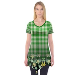 Green Tartan St  Patrick s Day Short Sleeve Tunic  by CoolDesigns