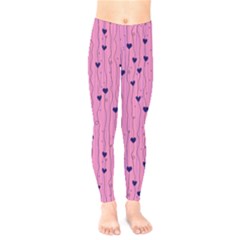 Orchid Wired Heart Shapes Pattern Kids Leggings by CoolDesigns