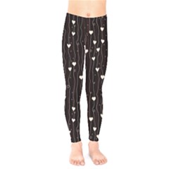 Black Wired Heart Shapes Pattern Kids Leggings by CoolDesigns