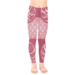 Pale Violet Red Valentine Leaves Print Kids  Legging by CoolDesigns