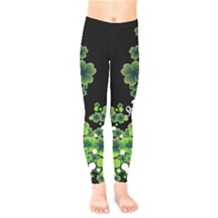 Black St Patricks Day Kids  Leggings by CoolDesigns