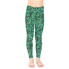  Cadet Blue Spash Of Shamrock Leaves Kids  Legging by CoolDesigns