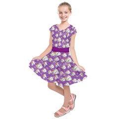 Purple Elegant Unicorn Rainbow Short Sleeve Skater Dress   by CoolDesigns