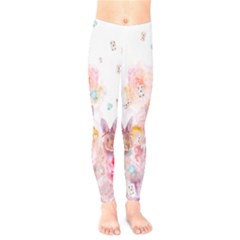 White Vintage Floral Rabbit Kids  Legging by CoolDesigns