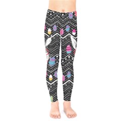 Black Aztec Zigzag Adorable Bunny Easter Rabbit Kids  Legging by CoolDesigns